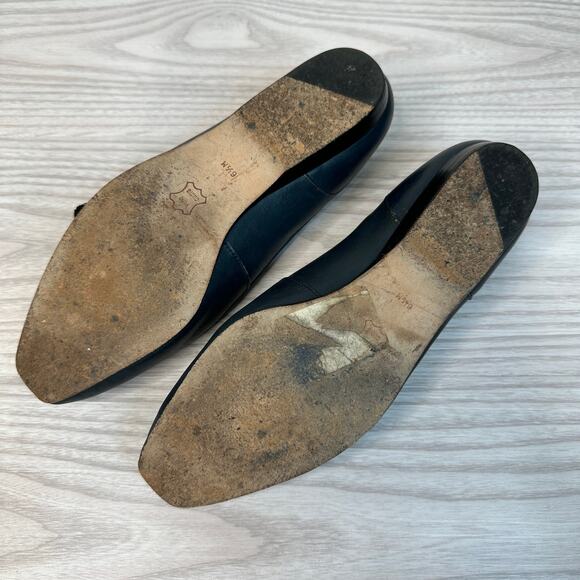 Enzo Angiolini Lieutenant Loafer SZ 6.5M Blue Leather Gold Studded Slip On Flat - Picture 9 of 10